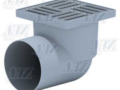 Трап ТА1112 горизонтальный,110 мм, с нержавеющей решеткой 15*15см