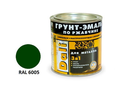 Грунт-эмаль по ржавчине 3 в 1 DALI 0,75л зелёный мох RAL6005