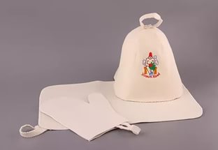 Набор банный в ассортименте (шапка, коврик, рукавица)