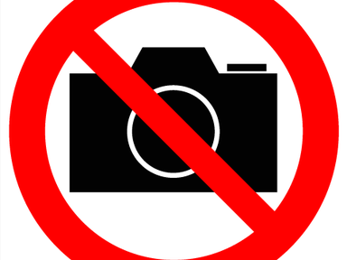 Знак наклейка "Фотосъемка запрещена" 150*150,56-0043
