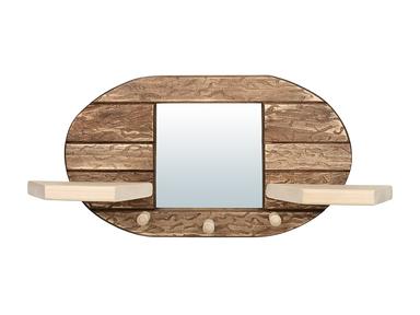 Зеркало с вешалкой состаренное "Овал"60х30х13см