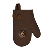 Рукавица для сауны коричневая с деревянным логотипом "Б/ Штучки", войлок 100%/20