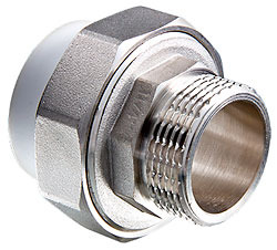 П-Муфта разъемная ф20х1/2" нар.р. белая П-Муфта разъемная ф20х1/2" нар.р. белая