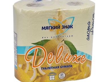 Туалетная бумага МЯГКИЙ ЗНАК DELUX лимон 2-х слойная