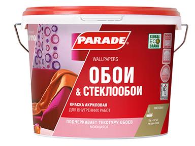 Краска PARADE W110 акрил белая д/обоев матовая 9л база А Краска PARADE W110 акрил белая д/обоев матовая 9л база А