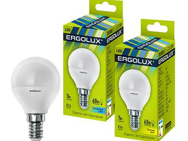 Лампа светод-ая Ergolux G45-7W-4500/Е14 шар 12144 Лампа светод-ая Ergolux G45-7W-4500/Е14 шар 12144