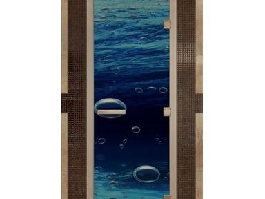 Дверь банная стекло DoorWood Триплекс Арт (Море) 1825х665х8мм