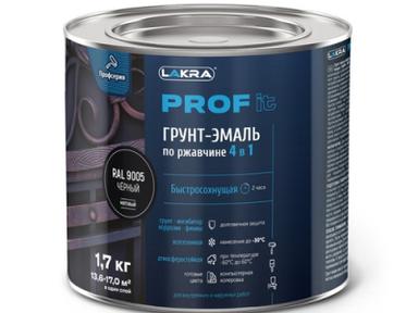 Грунт-эмаль Lakra Prof It 4в1 по ржавчине RAL 9005 чёрный 1,7 кг