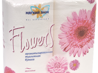 Туалетная бумага МЯГКИЙ ЗНАК DELUX цветы 2-х слойная
