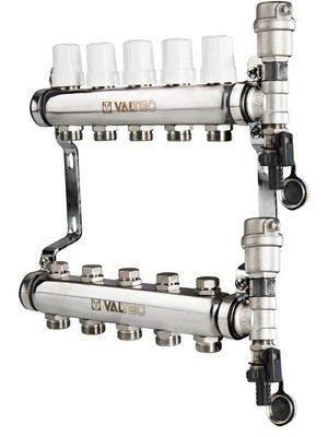 Коллекторная группа VALTEC, в сборе,1", 4 x 3/4", "евроконус" VTc.588.EMNX.0604 Коллекторная группа VALTEC, в сборе,1", 4 x 3/4", "евроконус" VTc.588.EMNX.0604