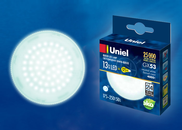 Лампа светодиодная LED-GX53-13W/WW/GX53/FR PLZ01WH Лампа светодиодная LED-GX53-13W/WW/GX53/FR PLZ01WH
