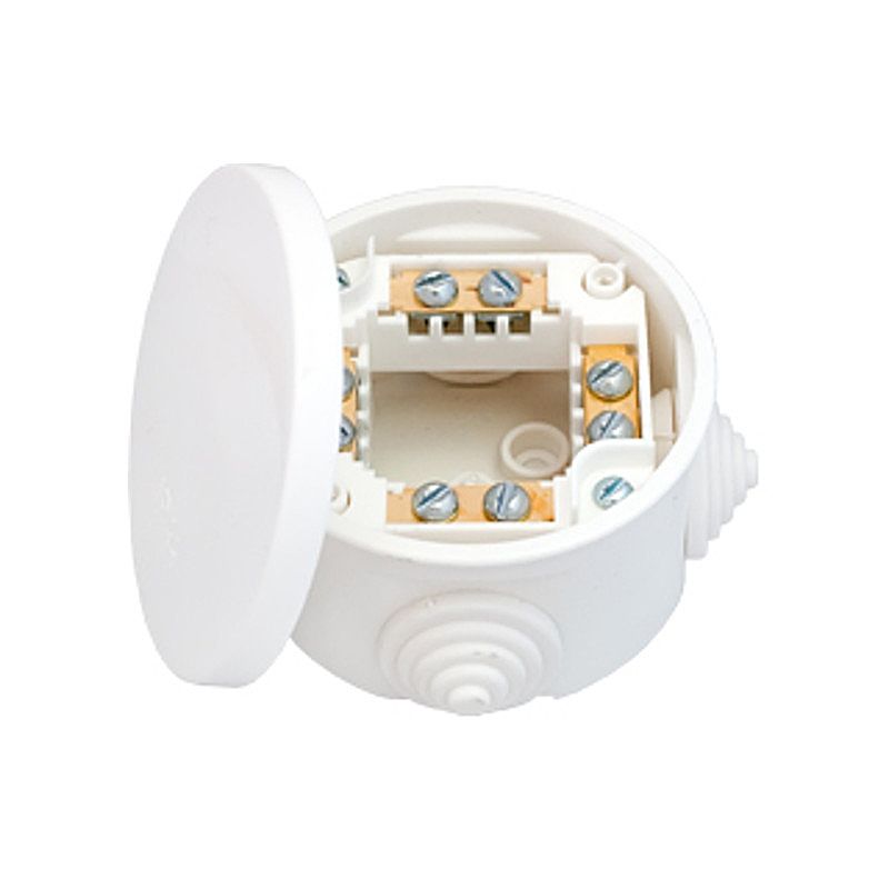 Коробка монтажная КМ 223 d87*43,5мм с клем. колодками IP44 Коробка монтажная КМ 223 d87*43,5мм с клем. колодками IP44