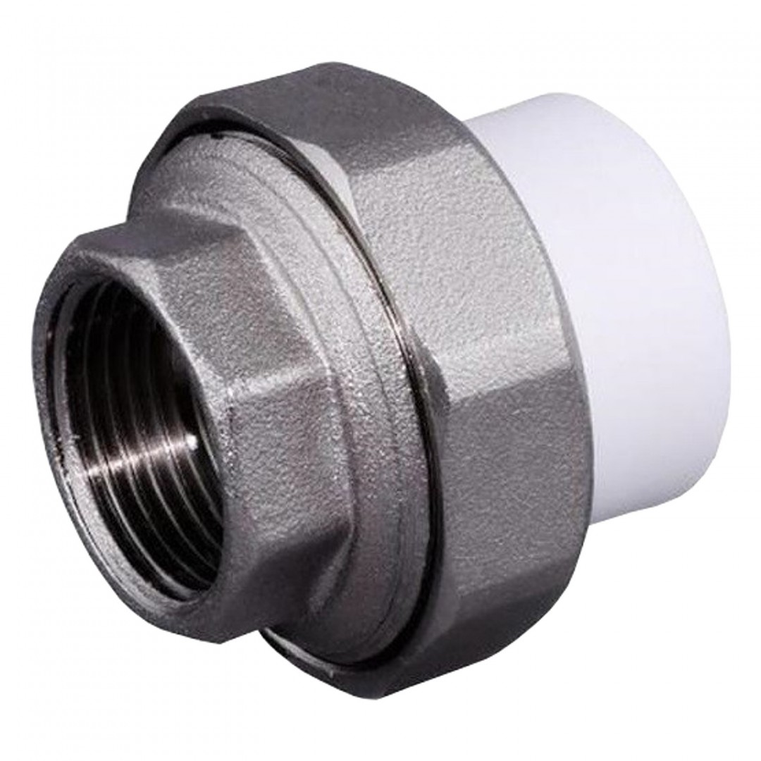 П-Муфта разъем ф25х1/2" вн.р.белая метал TEBO П-Муфта разъем ф25х1/2" вн.р.белая метал TEBO