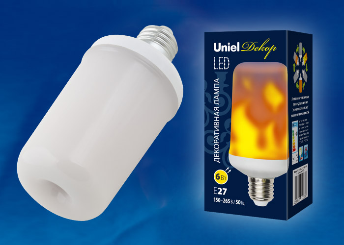 Лампа светодиодная LED-L60-6W/FLAME/E27/FR PLD01WH Лампа светодиодная LED-L60-6W/FLAME/E27/FR PLD01WH