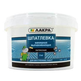 Шпатлевка готовая латексная финишная д/гипсокартона 3кг Лакра Шпатлевка готовая латексная финишная д/гипсокартона 3кг Лакра