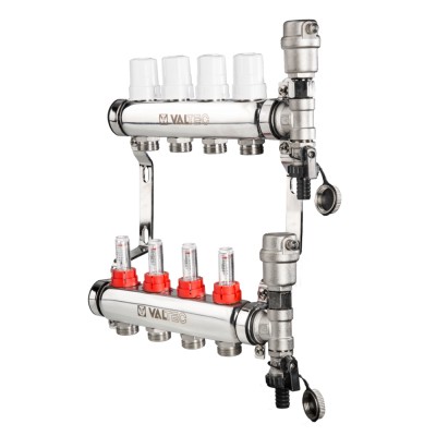 Коллекторная группа VALTEC, в сборе,1", 4 x 3/4", «евроконус» VTc.589.EMNX.0604 Коллекторная группа VALTEC, в сборе,1", 4 x 3/4", «евроконус» VTc.589.EMNX.0604