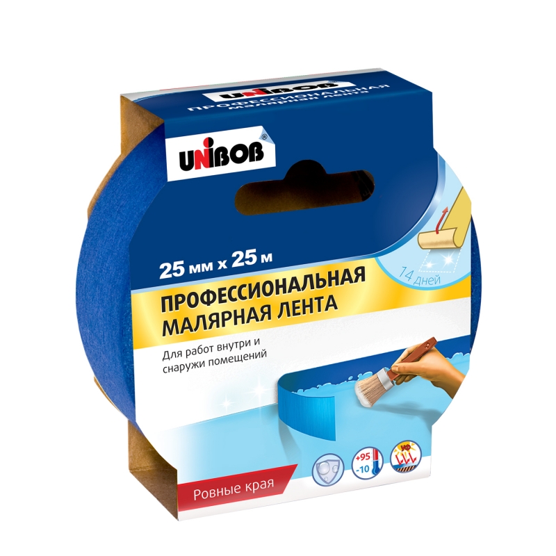 Скотч малярный UNIBOB д/наружних работ 25х25м синий Скотч малярный UNIBOB д/наружних работ 25х25м синий