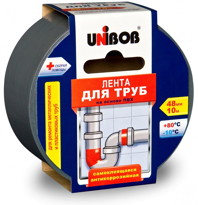 Скотч ПВХ UNIBOB д/труб 48х10м Скотч ПВХ UNIBOB д/труб 48х10м