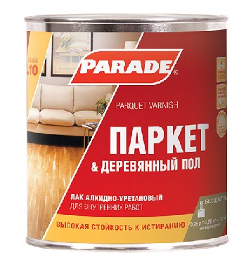 Лак паркетный PARADE алкидно-уретановый матовый 2,5 л L10 Лак паркетный PARADE алкидно-уретановый матовый 2,5 л L10