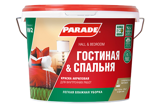 Краска PARADE W2 акрил белая матовая 5 л Гостиная&Спальня Краска PARADE W2 акрил белая матовая 5 л Гостиная&Спальня