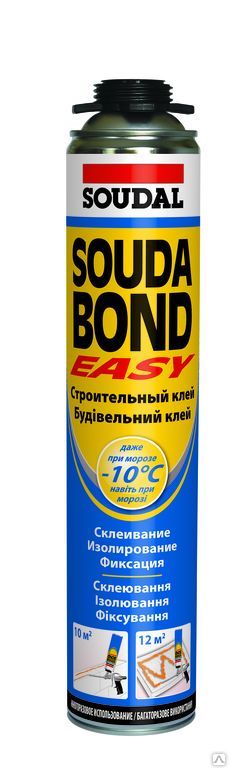 Клей для пенополистирола полиуретан Соудал Проф Soudabond EASY 750мл Клей для пенополистирола полиуретан Соудал Проф Soudabond EASY 750мл