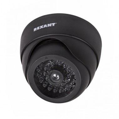 Муляж Рексант 45-0230 уличной купольной видео камеры  с мигающим красным светодиодом и вращающимся объективом