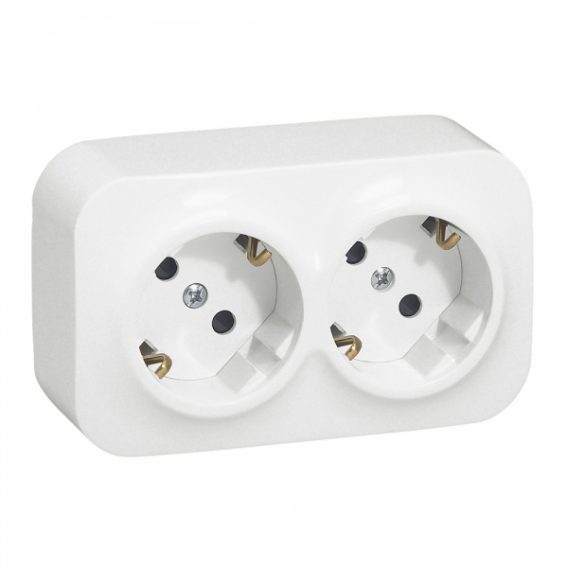 Розетка Legrand Quteo 2-м.о/у с з/к бел.782213 Розетка Legrand Quteo 2-м.о/у с з/к бел.782213