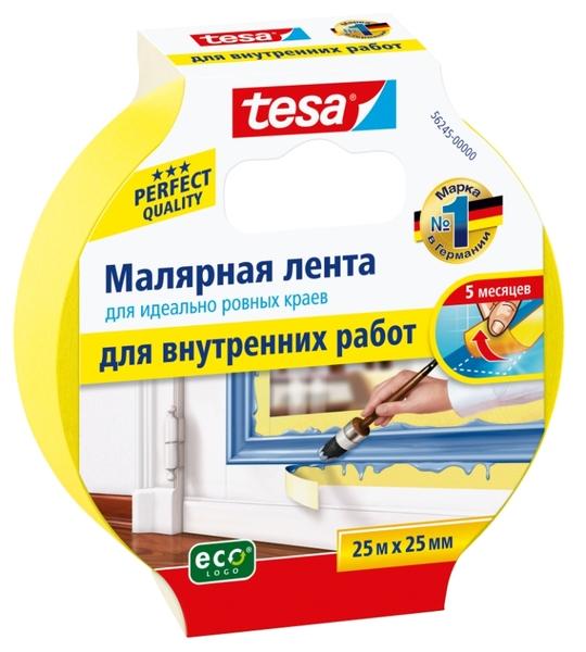Лента малярная Tesa 25х25мм жёлтая Лента малярная Tesa 25х25мм жёлтая