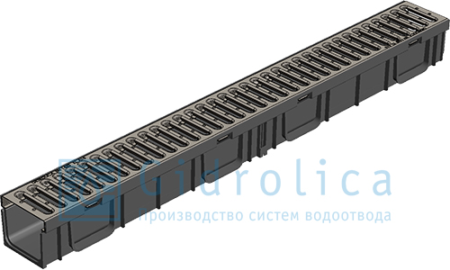 Лоток водоотводный Gidrolica®Light ЛВ-10.11,5.9.5 пластиковый c оцинк. решеткой Лоток водоотводный Gidrolica®Light ЛВ-10.11,5.9.5 пластиковый c оцинк. решеткой