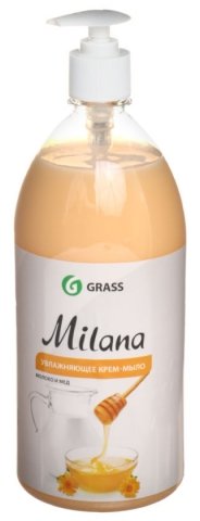 Жидкое крем-мыло Milana молоко и мёд с дозатором 1000 мл